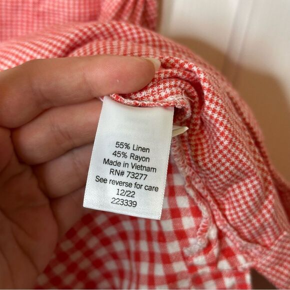 Croft & Barrow Red White Linen Blend Sleeveless Shell Top Sz L Coastal Cowgirl - Picture 7 of 8